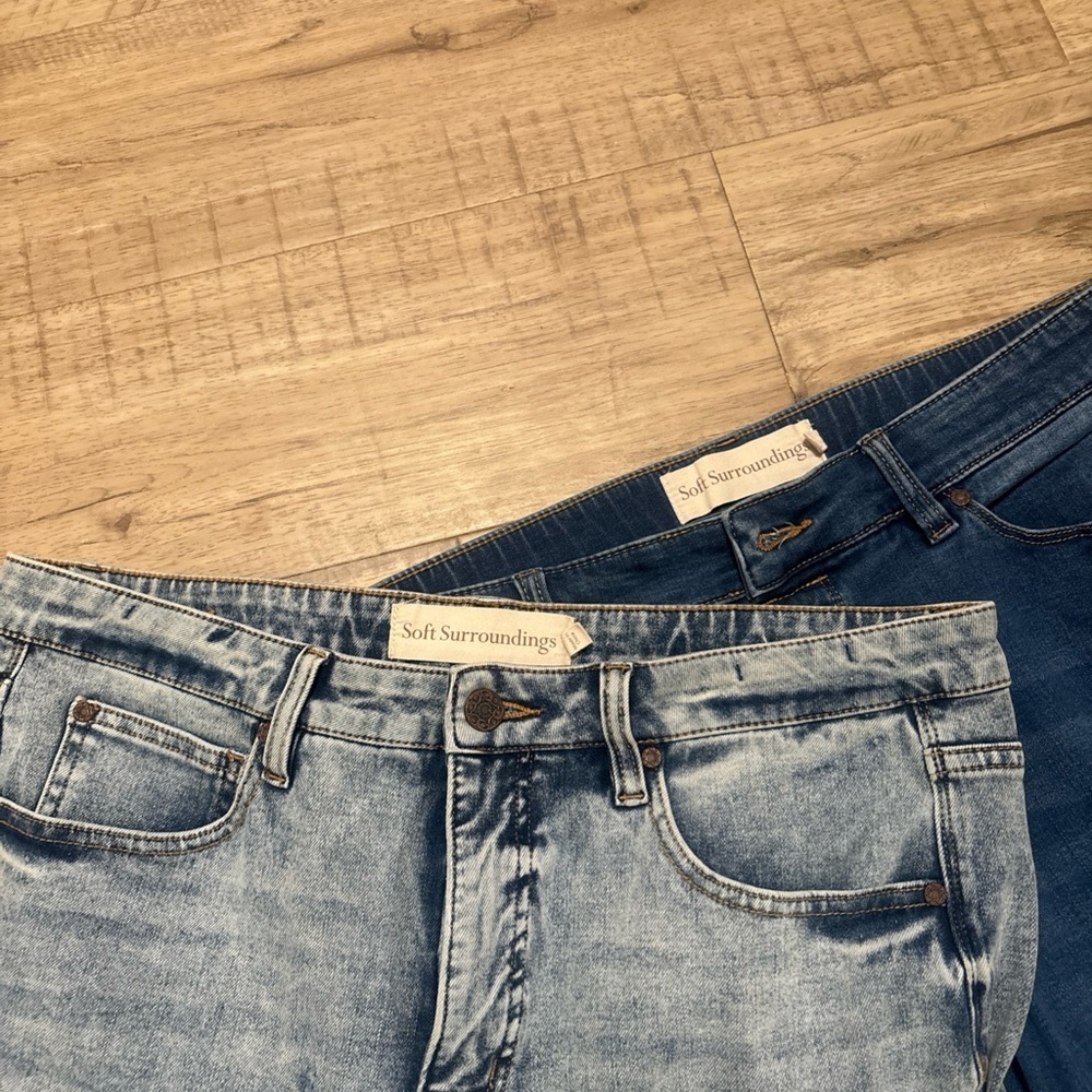 Soft Surroundings Men's Two-Tone Blue Denim Jeans — Light & Dark Wash
